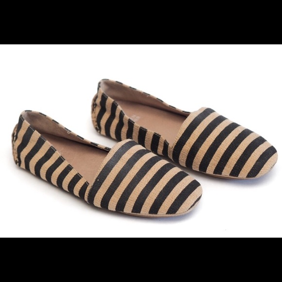 Eileen Fisher striped canvas slip ons. Size 9.